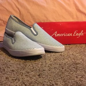 American Eagle striped slip ons
